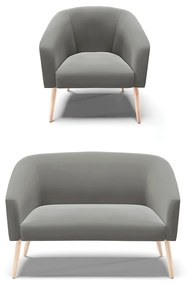 Sofá Namoradeira e Poltrona Pé Palito Natural Stella Suede D03 - D'Rossi - Grafite