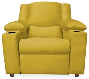 Poltrona Papai Manchester Reclinável Veludo Amarelo