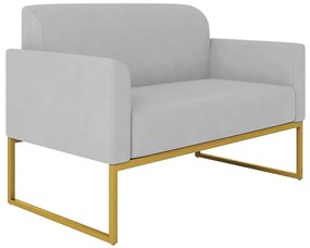 Poltrona Namoradeira Decorativa Isabella Base Industrial Suede Cinza/Dourado G19 - Gran Belo