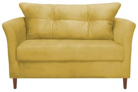 Namoradeira Ibis Decorativa 2 Lugares 1,35 m Recepção Quarto Sala Suede Amarelo