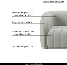 Poltrona Decorativa Sala de Estar Adam Veludo Cinza Claro G45 - Gran Belo
