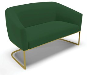 Namoradeira e 2 Poltronas Industrial Dourado Stella Veludo D03 - D'Rossi - Verde