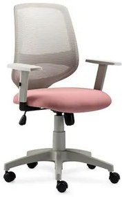 Cadeira de Escritório Giratória Bora Roal Cinza Encosto Tela Assento Rosa Chá
