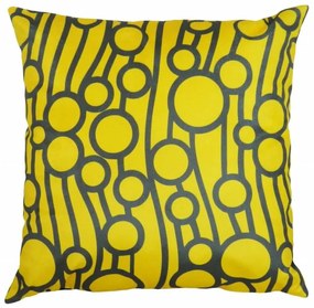 Capa de Almofada Suede Suprema em Tons Amarelo e Cinza - Círculos Ligados - 60x60cm