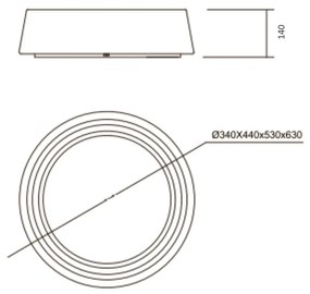 Plafon Rubi Ø53X14Cm Led 30,5W Bivolt | Usina 19060/53 (BT - Branco Texturizado, 3000k)