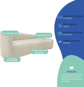 Kit Sofá Curvo França 140cm LD. e Poltrona Luiza Max Conforto, Elegância e Design Moderno Bouclé