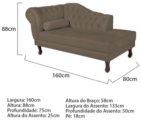 Recamier Diana 160cm Lado Direito Suede Marrom - ADJ Decor
