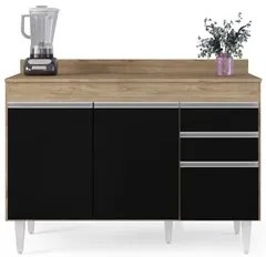 Balcão Gabinete para pia com Tampo 120cm Michigan Cast/Preto - Lumil