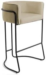 Banqueta Decorativa Base Aço Preto Betina C-129 Linho Creme - Domi