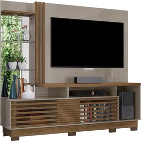 Home Theater Stall MDP 2 Portas 2 Prateleiras Iluminação LED até 60 Fendi/Naturale G97 - Gran Belo