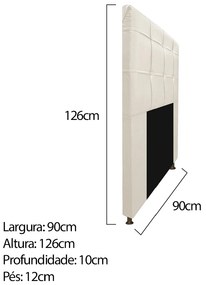 Kit Cabeceira e Calçadeira Baú Estofada Mel 90 cm Solteiro Com Capitonê Corano Bege - ADJ Decor