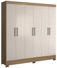 Guarda Roupa Casal 201cm 6 Portas Pratik D02 Amêndola/Off - Mpozenato