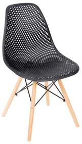 Cadeira Eames Colmeia Base em Madeira - Preto