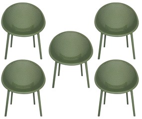 Kit 5 Poltronas Área Externa de PP Marina com Base Desmontável Verde G56 - Gran Belo