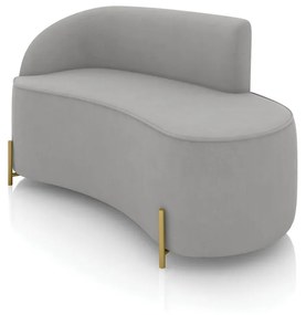 Sofá 2 Lugares Orgânico 140cm Pé Dourado Morgan Suede D03 - D'Rossi - Cinza
