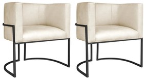 Kit 02 Poltronas Decorativas Luna Base de Ferro Preto Sintético