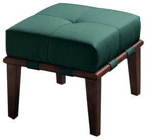 Puff Decorativo 45cm Martínez Veludo Pés Madeira Verde/Imbúia G62 - Gran Belo
