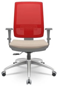 Cadeira Brizza Diretor Grafite Tela Vermelha Assento Poliester Fendi Base RelaxPlax Aluminio - 66054 Sun House