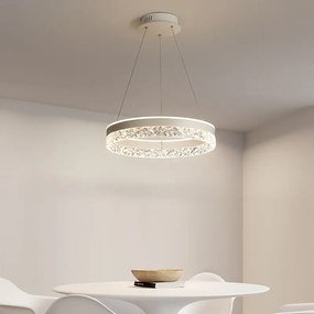 Lustre Pendente Minimalista e moderno led lustre de iluminação para casa anéis de cristal teto montado iluminação lustre lâmpada pendurada branco &amp; moldura ouro - H - Luz mutável I Tamanho 40cm