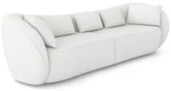 Sofá 3 Lugares 272cm Orgânico Pé Madeira Yume Bouclê Branco Z55 - Mpoz