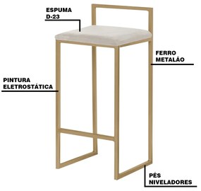 Kit 2 Banqueta Decorativa Selena Base Gold Suede Bege G41 - Gran Belo