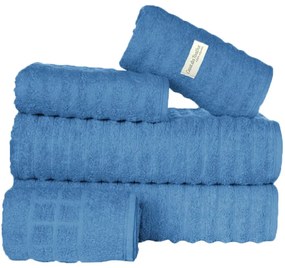 Toalha de Banho 100% Algodão jogo com 2 banho 2 rosto 1 piso Fio Penteado - Azul Azul