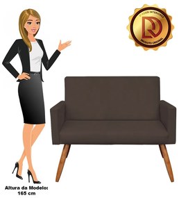Namoradeira Larissa Suede Marrom Pés Palito Castanho D'Rossi