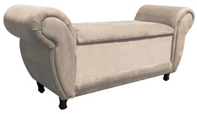 Recamier com Baú Itália Namoradeira Calçadeira Suede - D'Rossi - Bege