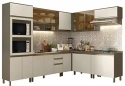 Armário de Cozinha Modulada de Canto Torre Quente Dupla 10 Peças Conne