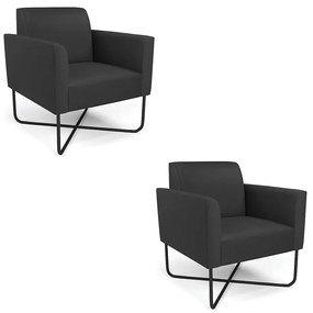 Kit 2 Poltronas Base X Industrial Preto Marisa Corino - Preto