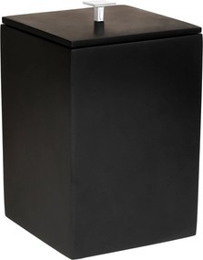 Lixeira de Piso Resina Preto Fosco Cromado
