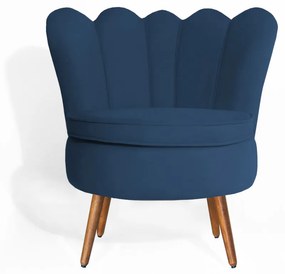 Poltrona Decorativa Dália Pés Palito Veludo Azul Marinho