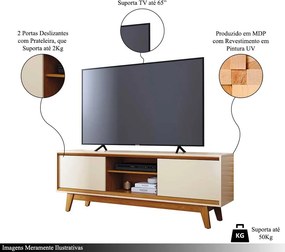 Bancada Decorativa Loser MDP Pintura UV 2 Portas Deslizantes até 65 Cinamomo/OffWhite G97 - Gran Belo