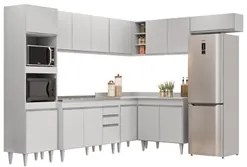 Armário de Cozinha Modulada de Canto 8 Peças CP03 Balcão com Pia Inox