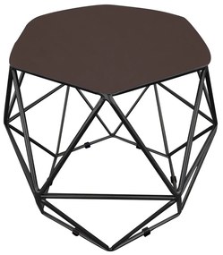 Puff Aramado Hexágono Suede Base Preto - D'Rossi - Marrom