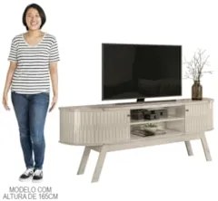 Rack Bancada para TV 75 Pol 183cm Alícia Z10 Calacata/Off White - Mpoz