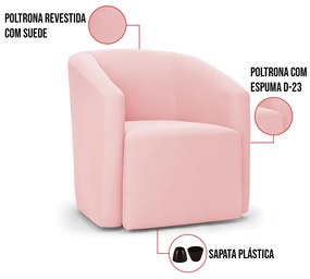 Poltrona Decorativa Orgânica Kit 2 Stella Max Suede D03 - D'Rossi - Rosa Bebê
