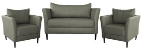 Conjunto Sofá 2 Lugares com 2 Poltronas Pés Palito Lubbock Couro Fendi G58 - Gran Belo