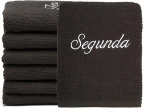 Kit 7 Panos de Prato Prime 100% Algodão Dias da Semana - Cinza Grafite  Grafite