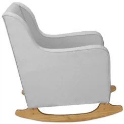 Poltrona Amamentação Base Madeira Balanço Vick Linho Cinza F03 - Mpoze