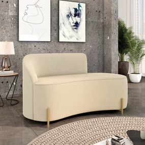 Sofá 2 Lugares Orgânico 140cm Pé Dourado Morgan Suede D03 - D'Rossi - Bege