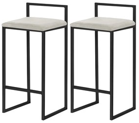 Kit 2 Banquetas Decorativa Jasmine Base Preto Suede Bege G41 - Gran Belo