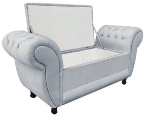 Recamier com Baú Grécia Namoradeira Calçadeira Suede - D'Rossi - Cinza