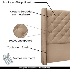 Cabeceira Decorativa Queen Size 1,84M Loewe Suede Bege G63 - Gran Belo