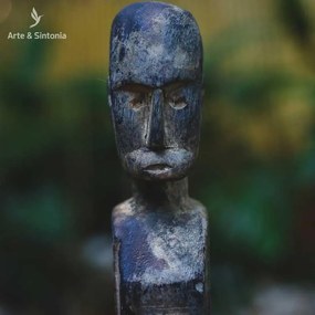 Escultura Timor De Madeira Escura