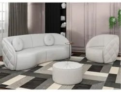 Sofá Decorativo 3 Lugares 240cm com Almofadas e Poltrona Zion Z32 Bouc