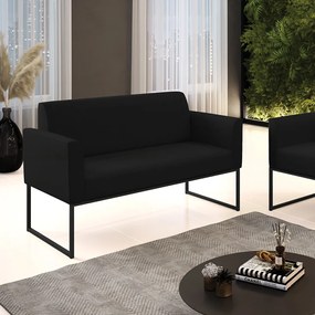 Sofá Namoradeira Base Industrial Preto Marisa Linho D03 - D'Rossi - A79 Preto