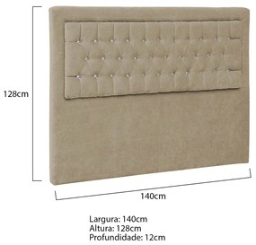 Cabeceira Casal Iasi P04 140 cm Suede - ADJ Decor