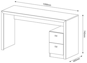 Mesa com 2 Gavetas para Escritório Home Office ME4130 MDP Branco G69 - Gran Belo