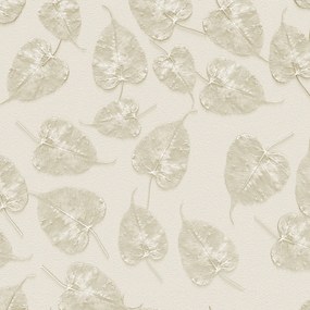 Papel de Parede Floral Folhas 3D Creme